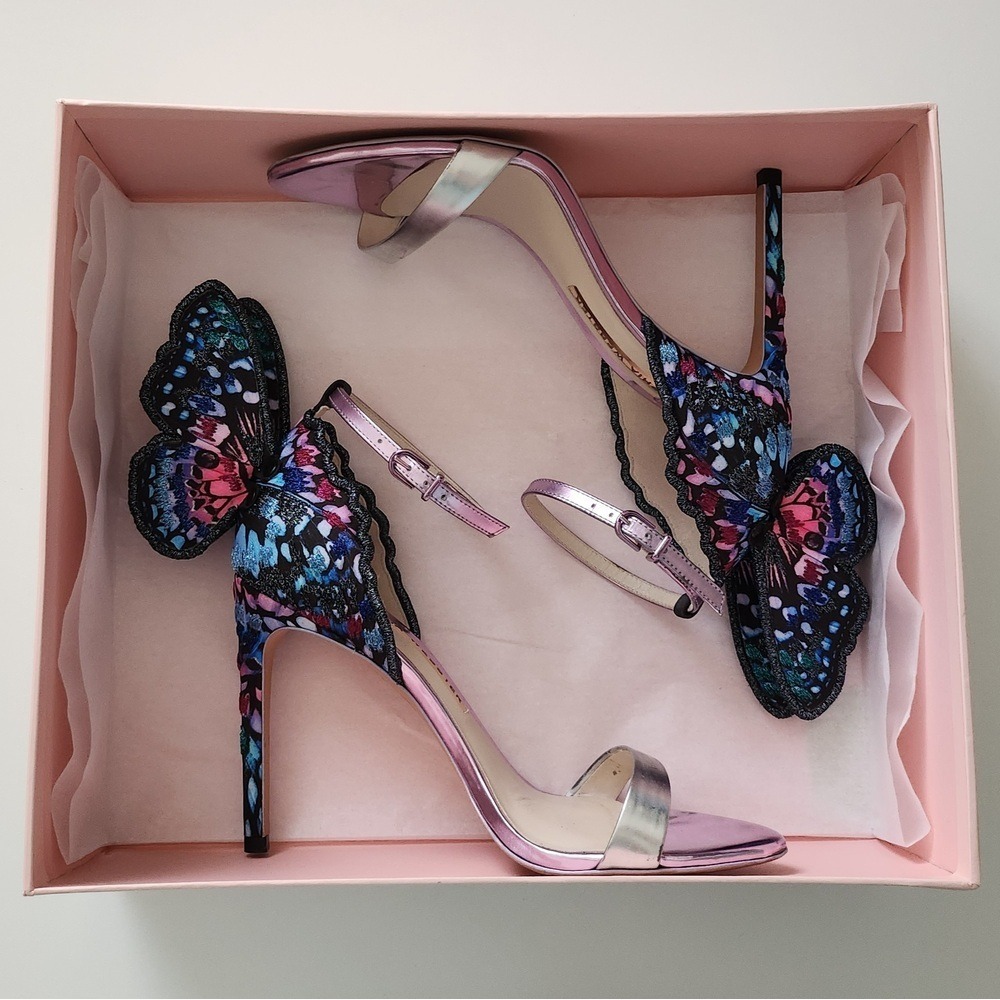 Sophia Webster Silver and Blue Chiara Embroidery Sandals Size EU 37